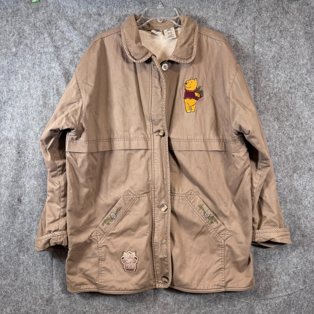 Vtg 90s Winnie The Pooh Barn‎ Jacket Womens Adult Large Chore Corduroy Sherpa